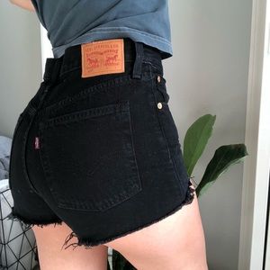 vintage levi’s black denim cut off shorts